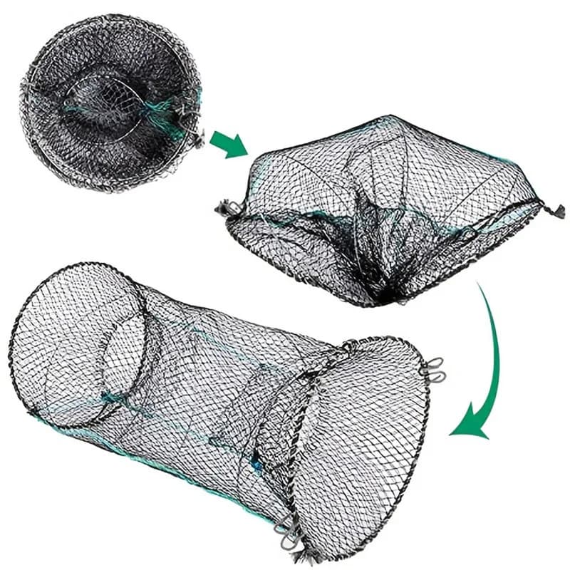 Piège à poissons pliable et portable pour écrevisses, crabes et crevettes, filet de pêche télescopique