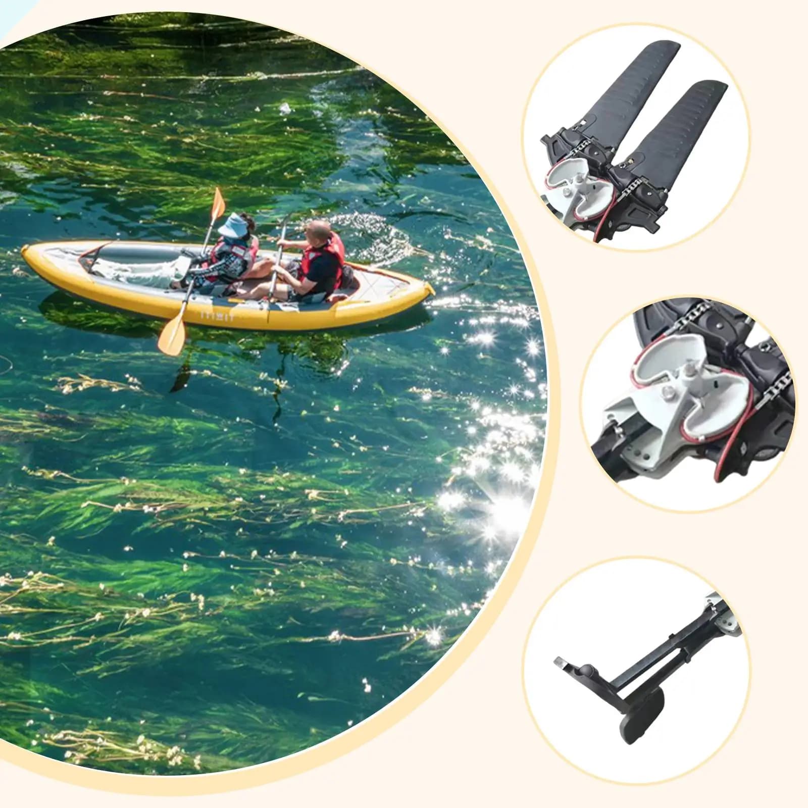Système de pédalier mains libres pour kayak BOARD facile à monter photographie pêche