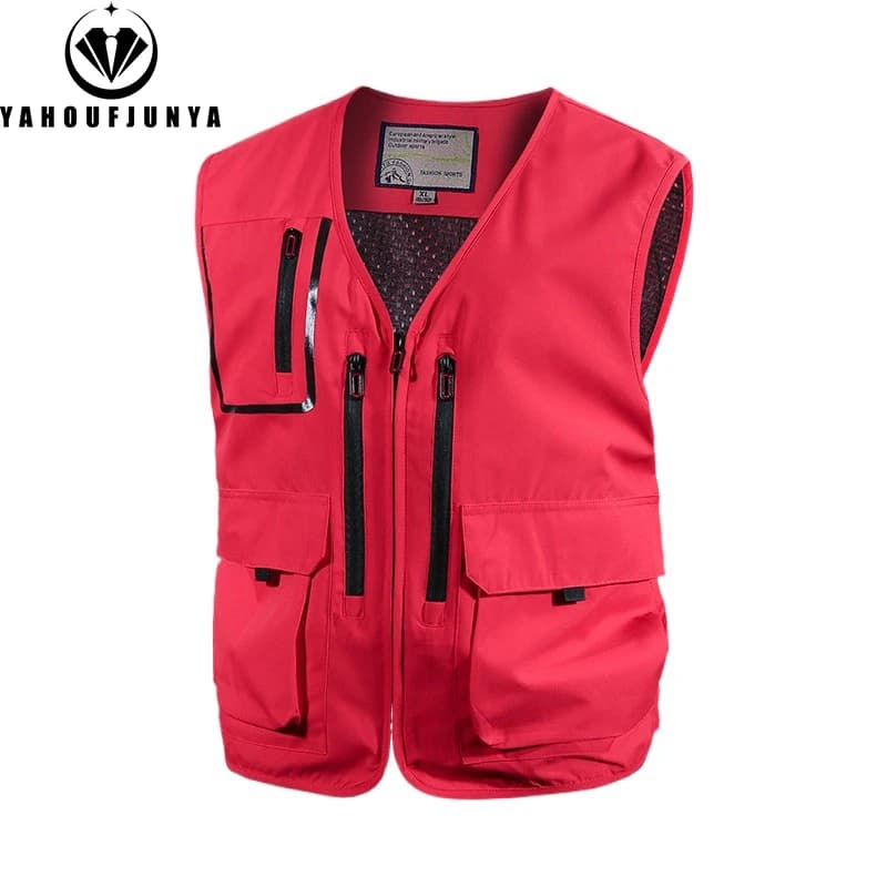 Veste sans manches pêche été 2025 homme - Respirante légère multi-poches pour camping et activités outdoor