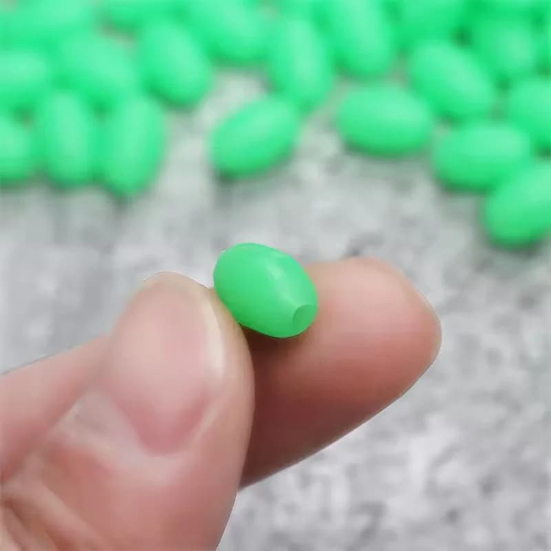 200 perles luminescentes vertes pour flotteurs de pêche - Accessoires leurres ovales