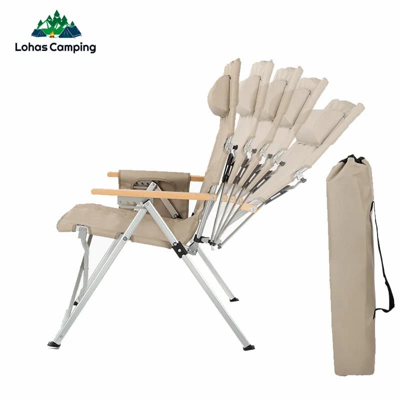 Chaise camping Lohascamping 5 vitesses dossier réglable - Banc relaxation alliage aluminium pliant extérieur