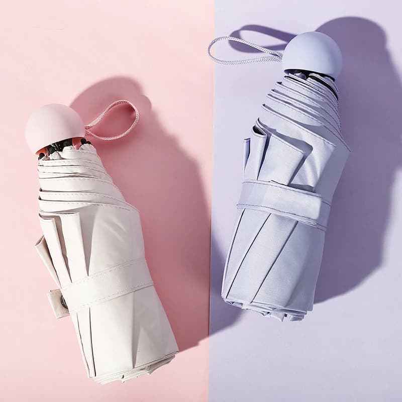 Parapluie pliable mini anti-UV avec boîtier - Double usage soleil et pluie portable