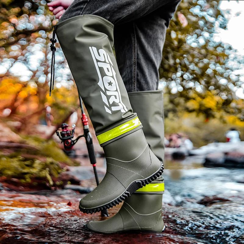 Bottes de pluie homme mode haut-de-gamme imperméables anti-dérapage couple pêche extérieur longue tige