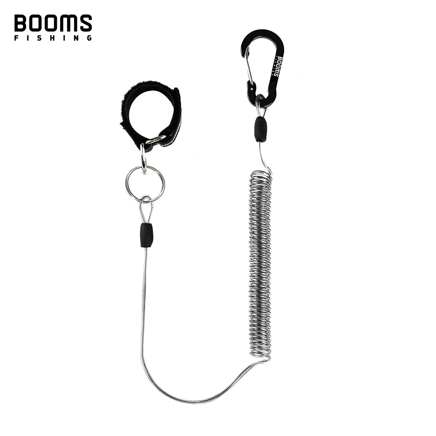 Lanyard enroulé avec mousquetons et sangles pour canne à pêche et épuisette - 2 mètres