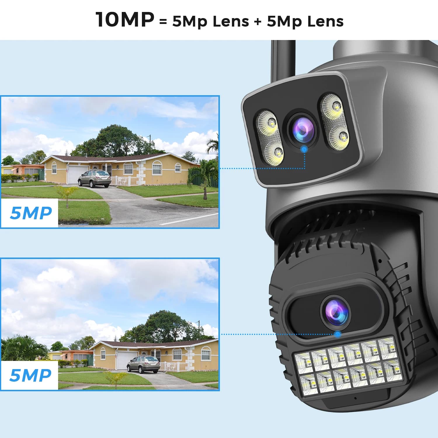Caméra de surveillance extérieure ANBIUX 10MP 5K WiFi double objectif - détection IA PTZ auto-cruise 2.4G/5Ghz