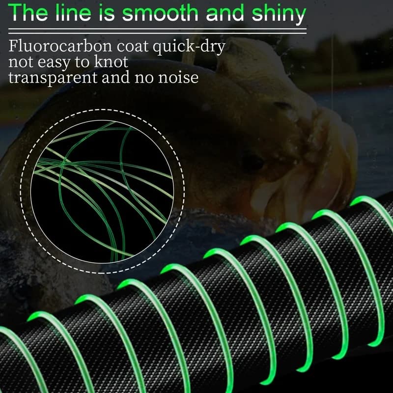 Ligne de pêche nylon 500 mètres haute résistance 7-38 lb avec revêtement fluorocarbone pour pêche en mer