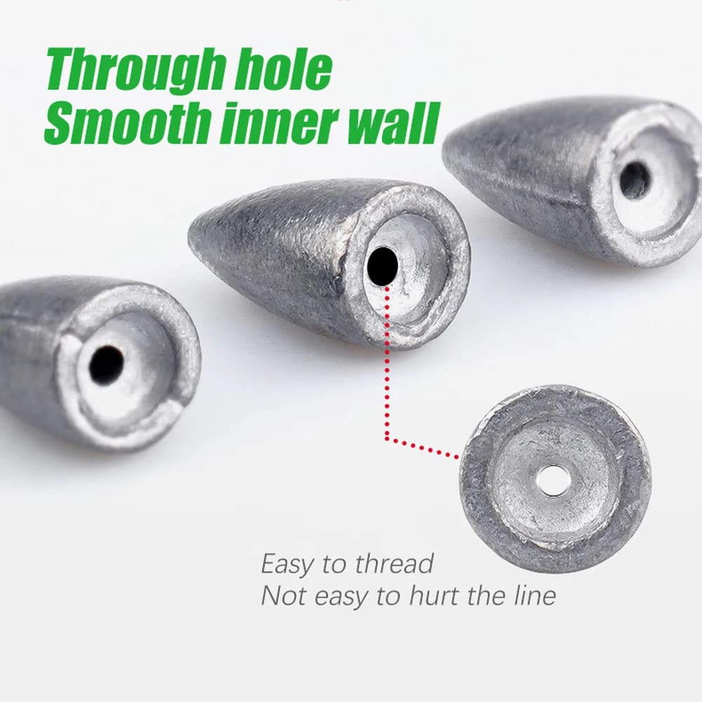 Plombs de pêche bullet 2 à 20g pour Texas Rig et montage jig en eau douce