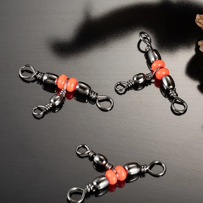10 pièces émerillons à agrafe triple avec perles, connecteurs pour ligne leurres et hameçons, accessoires pêche