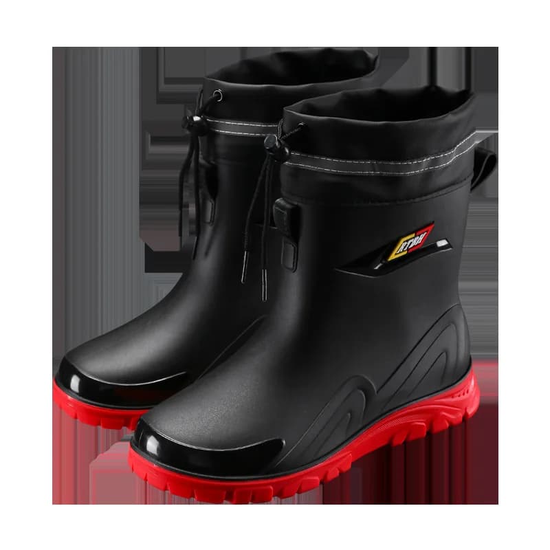 Bottes de pluie homme doublées polaire lacets imperméables antidérapantes chaudes cuisine