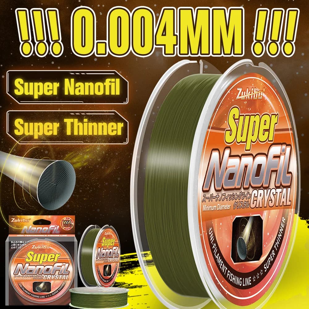 Ligne Nanofil Crystal ZUKIBO unifilament verte - Lisse fine résistante à l'abrasion - Zéro mémoire pour moulinets
