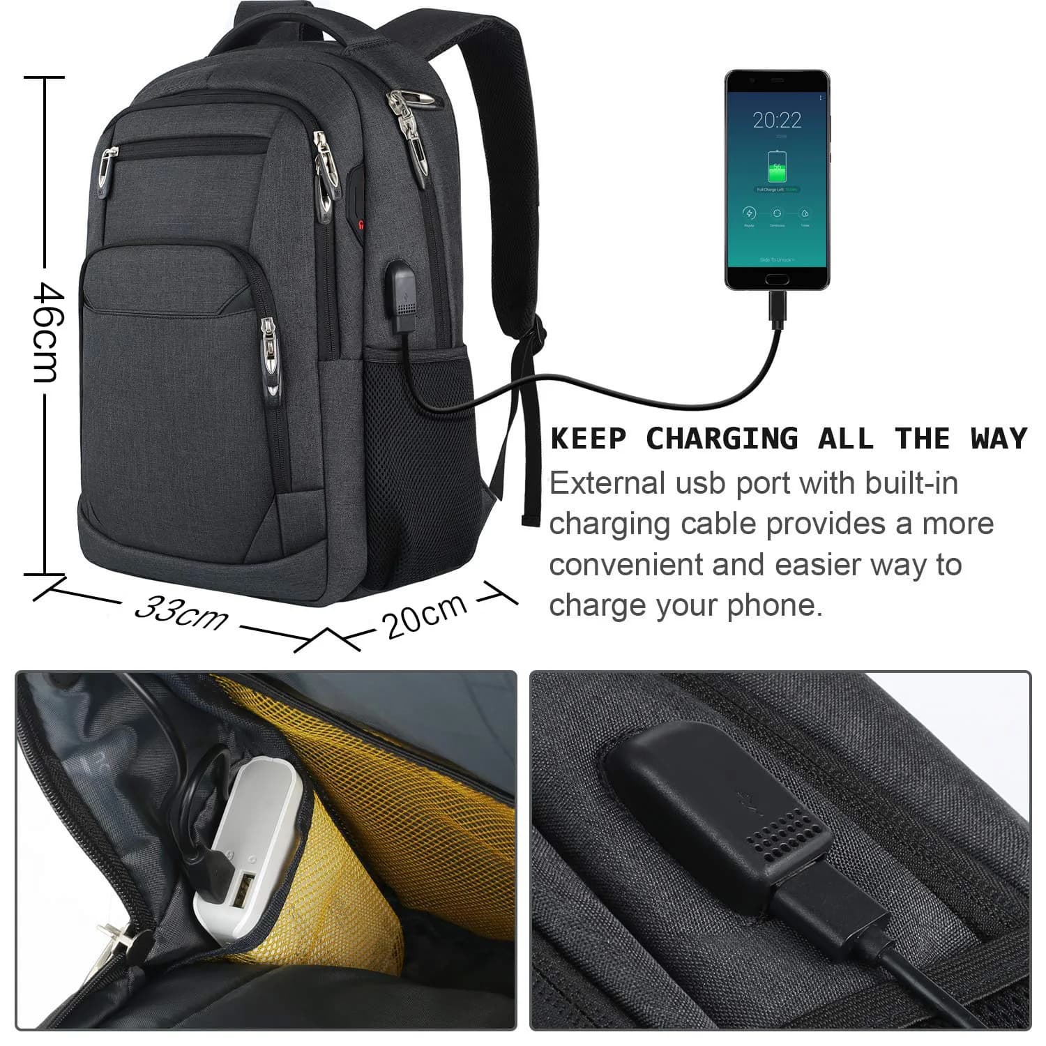 Sac à dos homme professionnel étanche pour appareil photo et ordinateur, grand format voyage