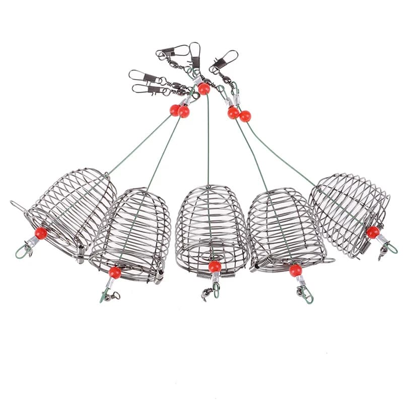 Cage à appâts de pêche en acier inoxydable, 5 pièces emboîtables pour amorçage
