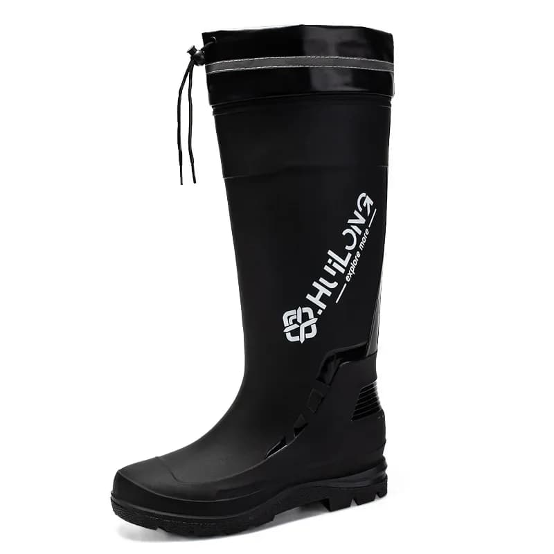 Bottes de pluie homme style allemand hautes tube coton ajouté anti-dérapant lacets pêche camping