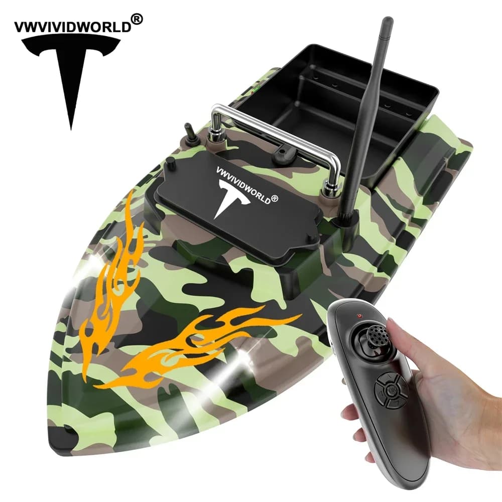 Bateau appât télécommandé RC 2025 étanche 2KG avec éclairage nocturne pour pêche carpe et carnassier