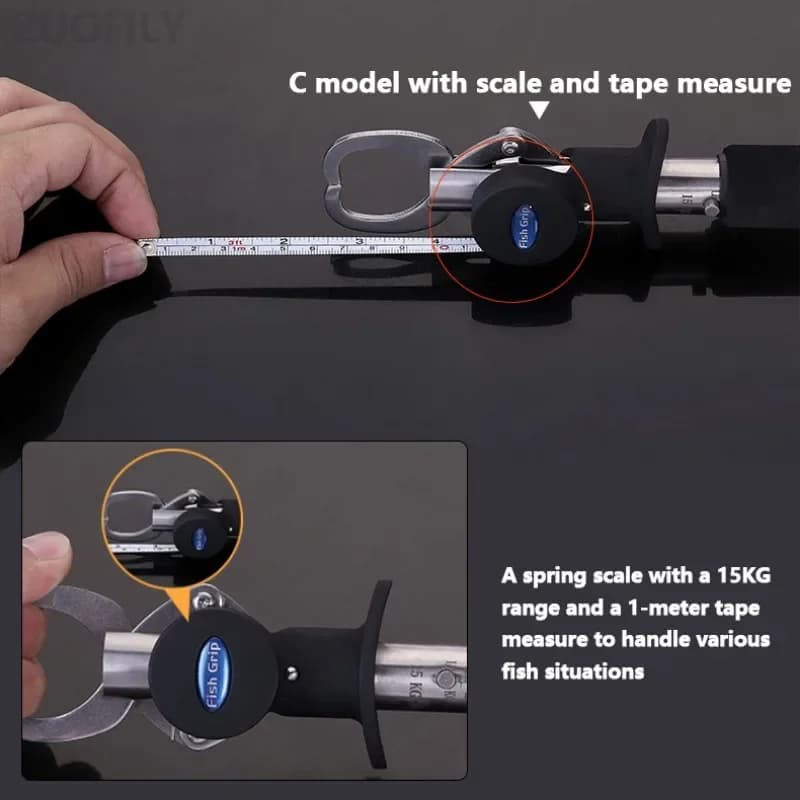 Contrôleur à poisson avec balance et règle - Pêche pince grip clip acier inoxydable