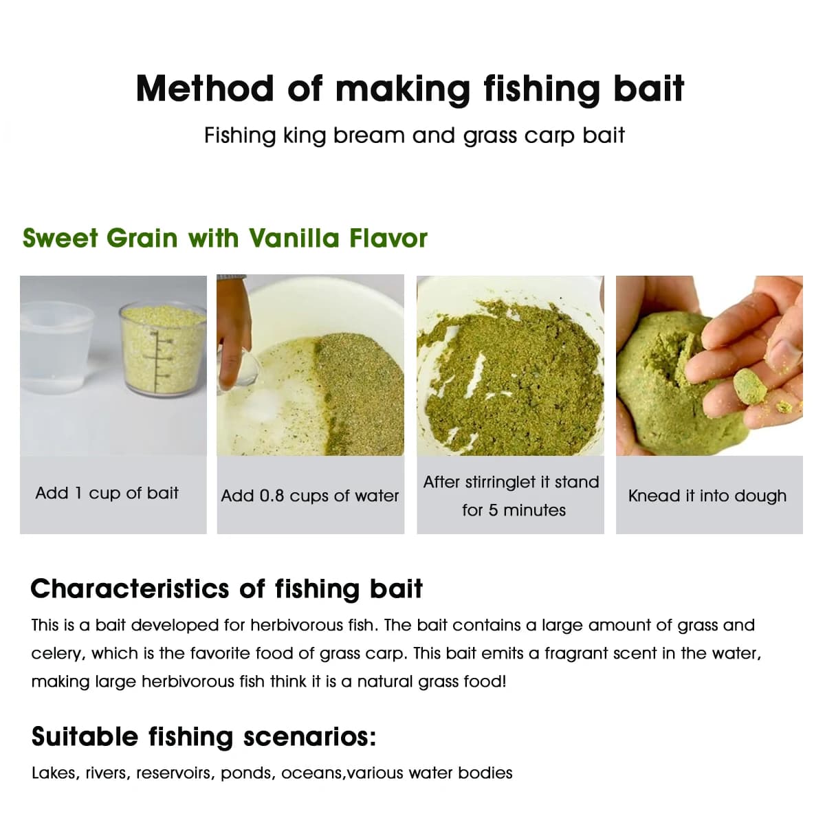 Appât végétal Fishing King 300g saveur vanille - Pour carpe, tilapia, brème et poissons blancs