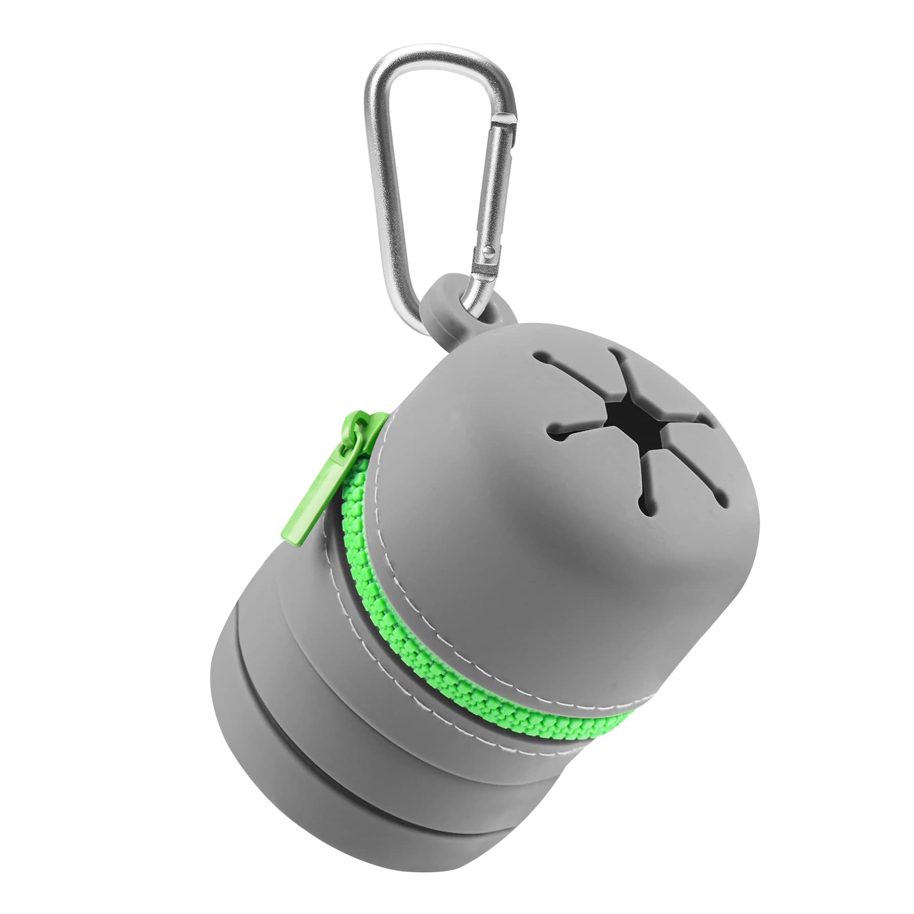 Boîte de pêche pliable en silicone avec fermeture éclair - Poubelle portable multifonction avec mousquetons