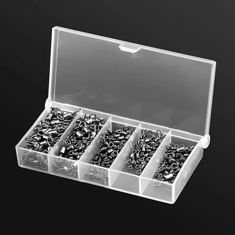 Lot de 250 connecteurs de pêche avec barillets roulements et émerillons solides pour leurres et accessoires