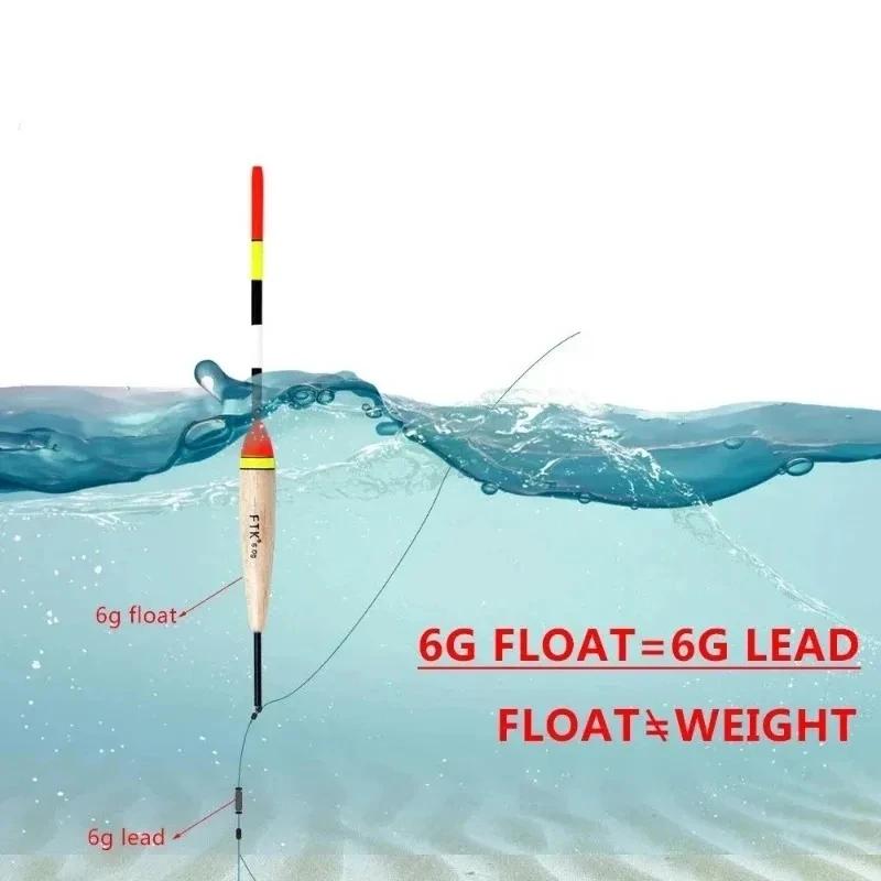 5 flotteurs de pêche haute visibilité néon avec âme bois - Flotteurs anti-torsion 2-5g pour eau douce et mer