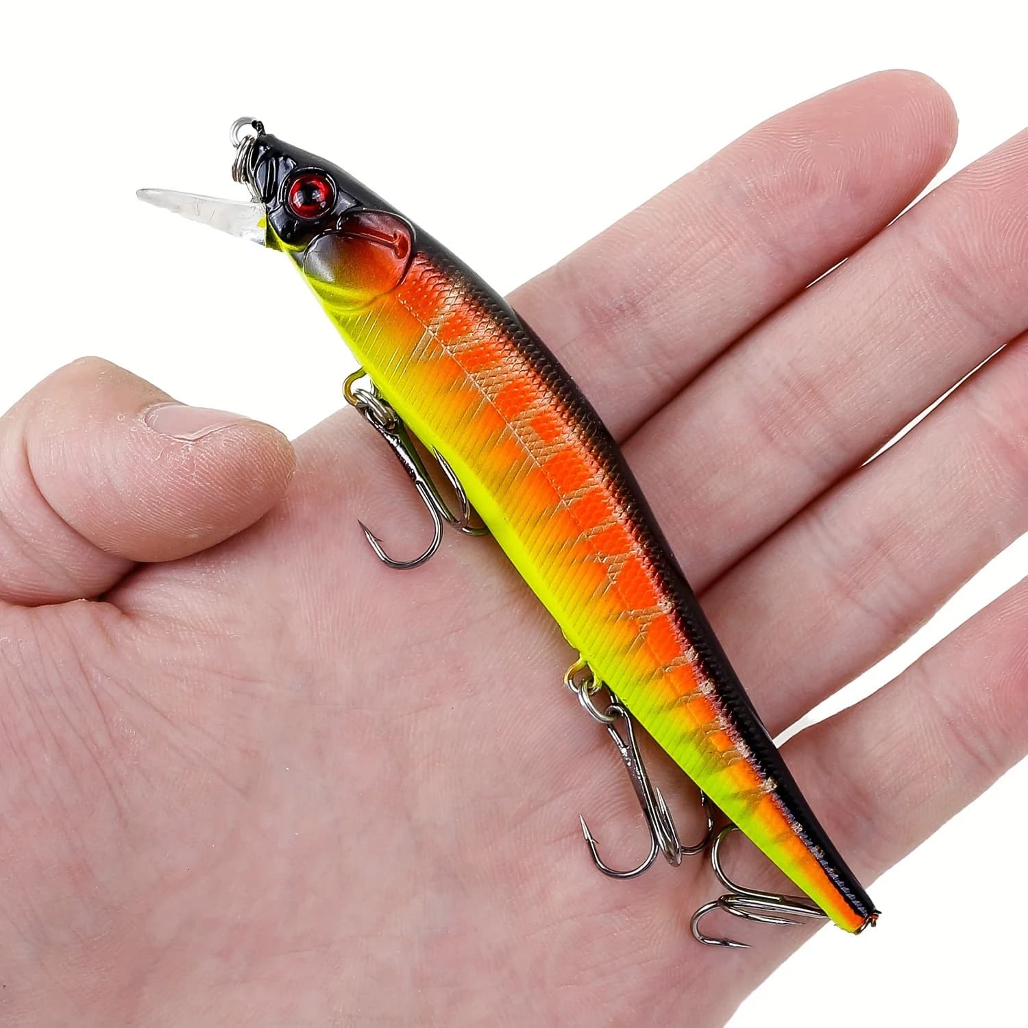 Leurre dur minnow 11,5cm/14g simulation plastique, 3 hameçons triples pour brochet et carpe, appât artificiel pêche