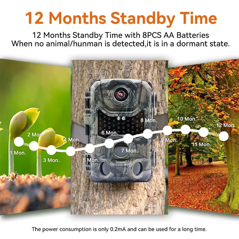 Caméra trail WiFi extérieure 2.7K étanche IP66 déclenchement mouvement vision nocturne chasse surveillance faune