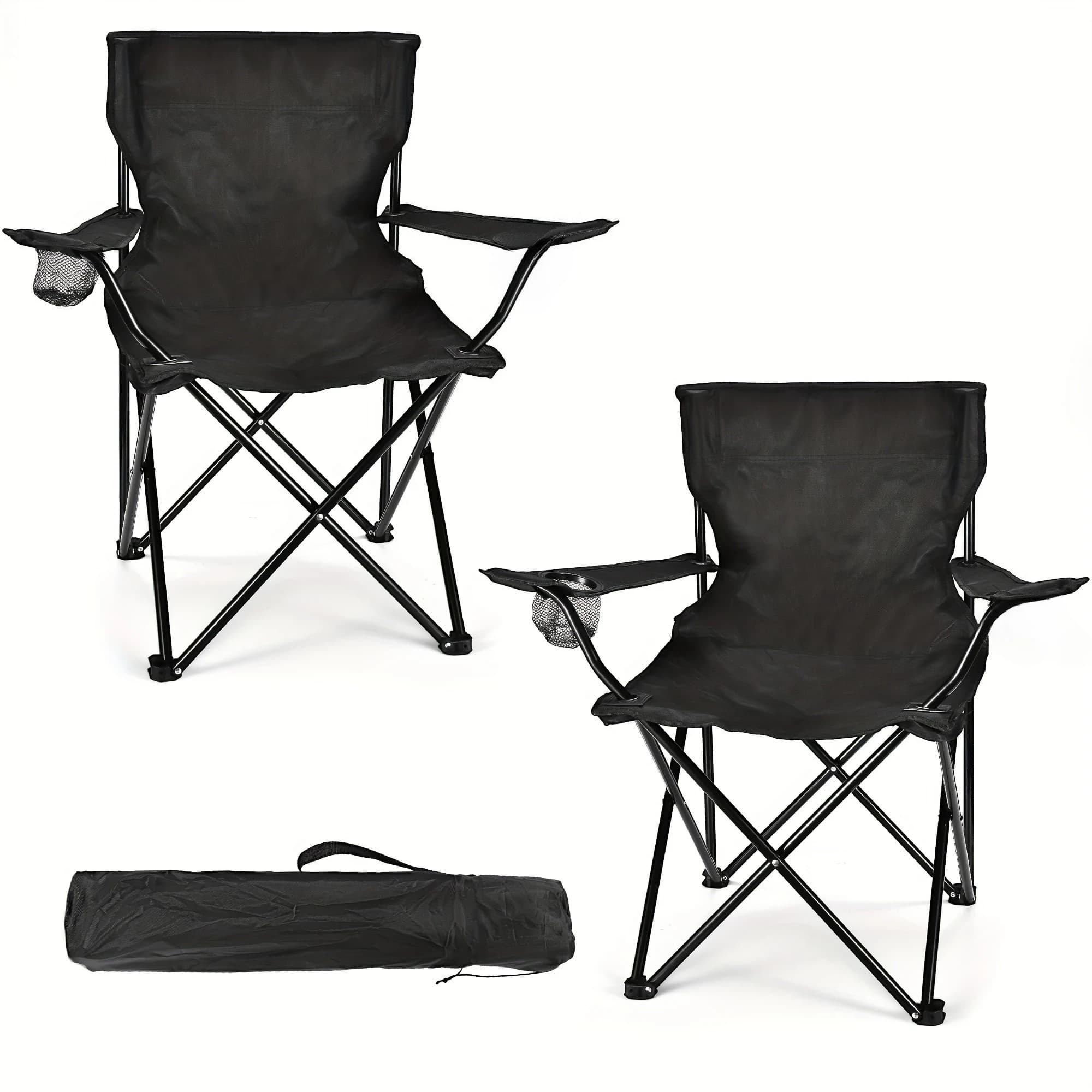 Pack 2 chaises pliantes légères 250LBS capacité pêche camping - Design compact avec sac de transport