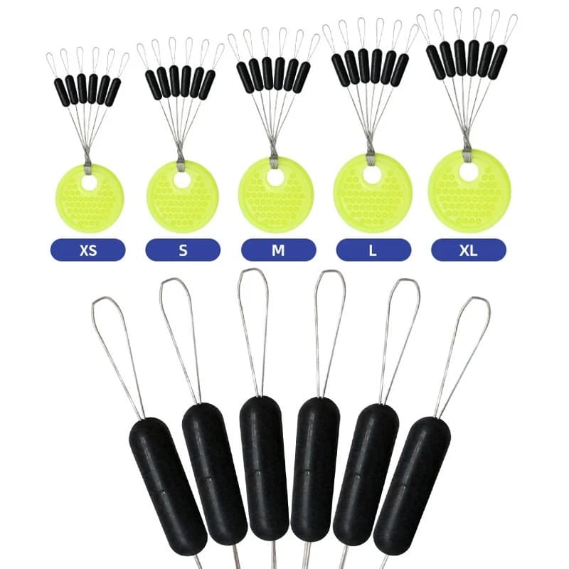 60 stop-floats caoutchouc Space Beans par 10 groupes - Accessoires pêche au flotteur pour carpe et mouche