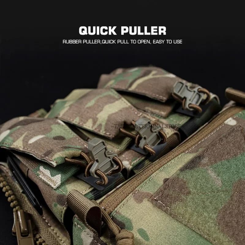 Pochette dos tactique zip-on pour gilet pêche FCPC V5 avec multiple poches outils et accessoires