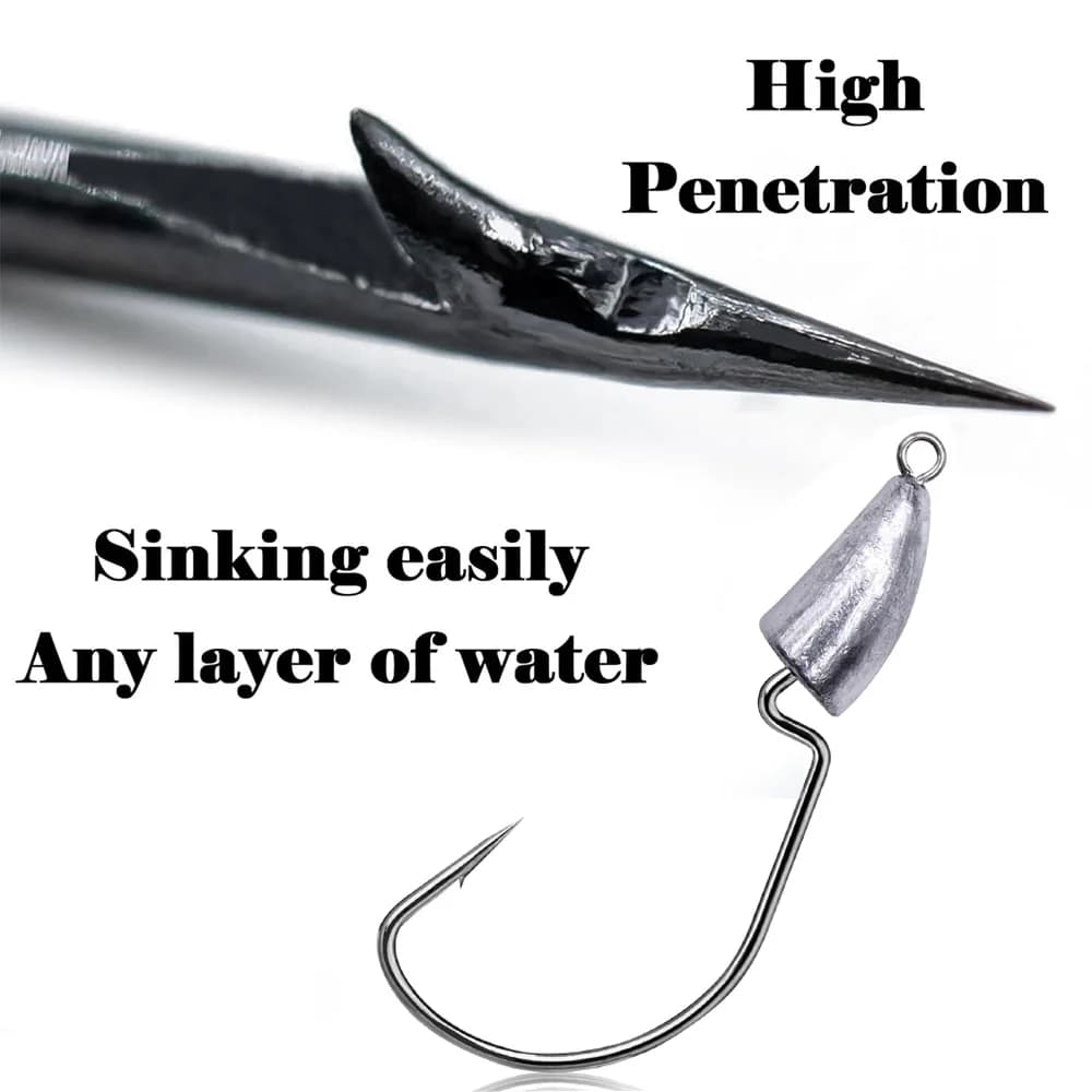 5PCS jig head métal poids 3.5g à 14g hameçon crank sharp Texas rig pêche leurre souple pesca