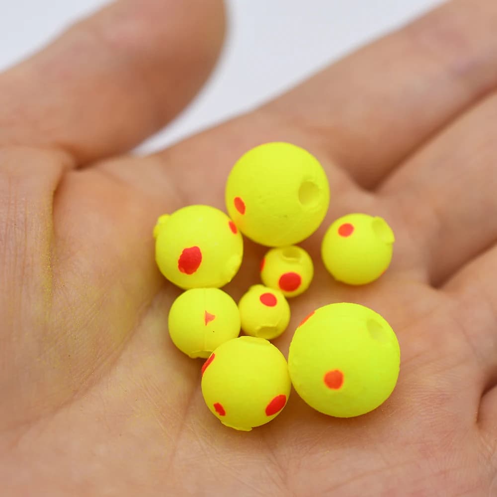20Pcs flotteurs pêche boules EPS ultra-légères jaunes - accessoires flottabilité pour appâts