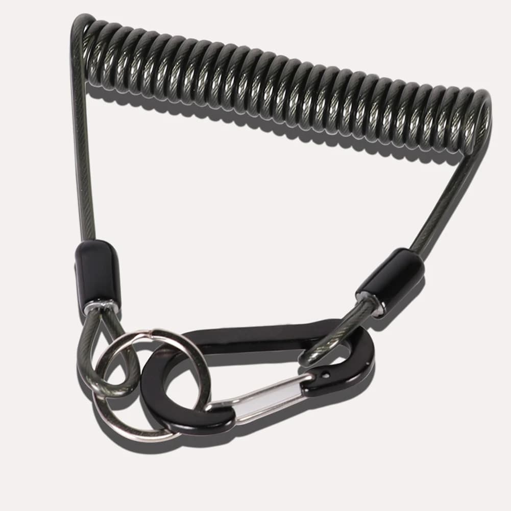 Lanyard anti-perte canne à pêche avec ressort spiralé et mousqueton pour émerillons et leurres