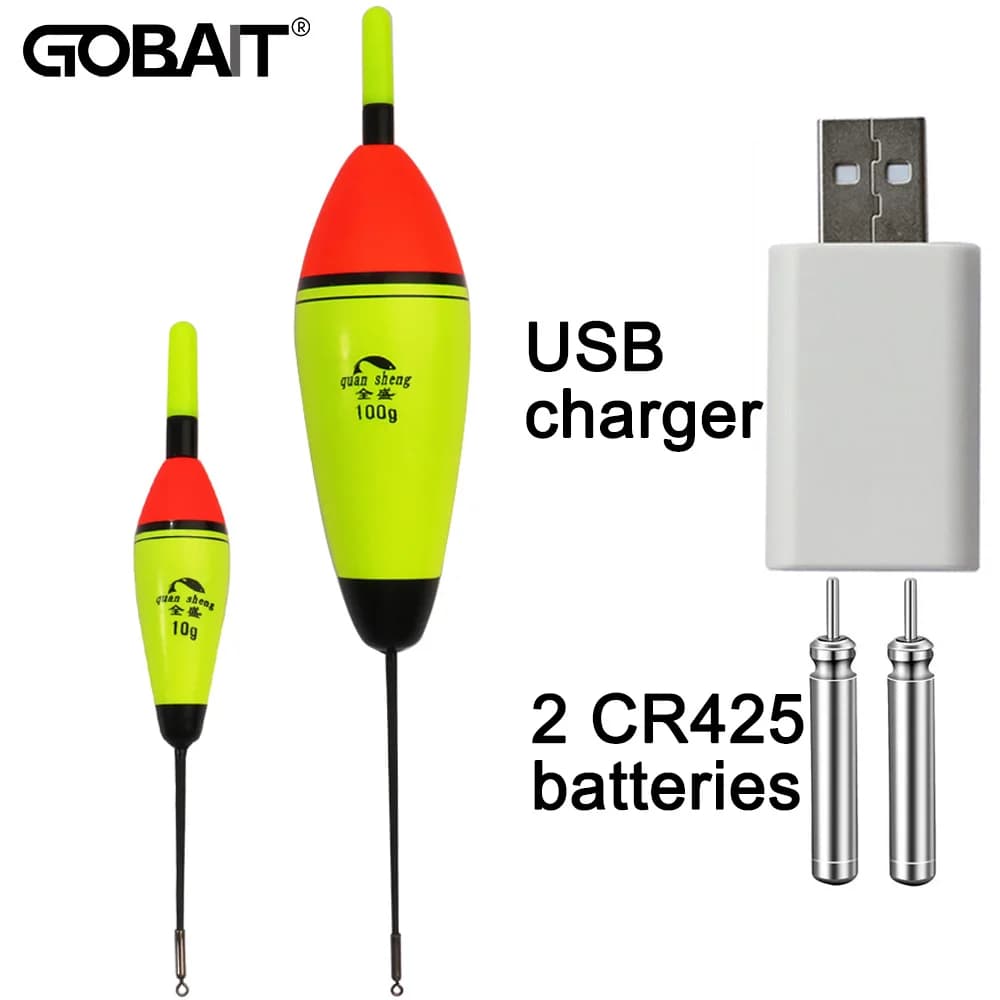 Flotteur lumineux LED pêche jour et nuit avec chargeur USB, flottabilité 5g à 100g pour pêche