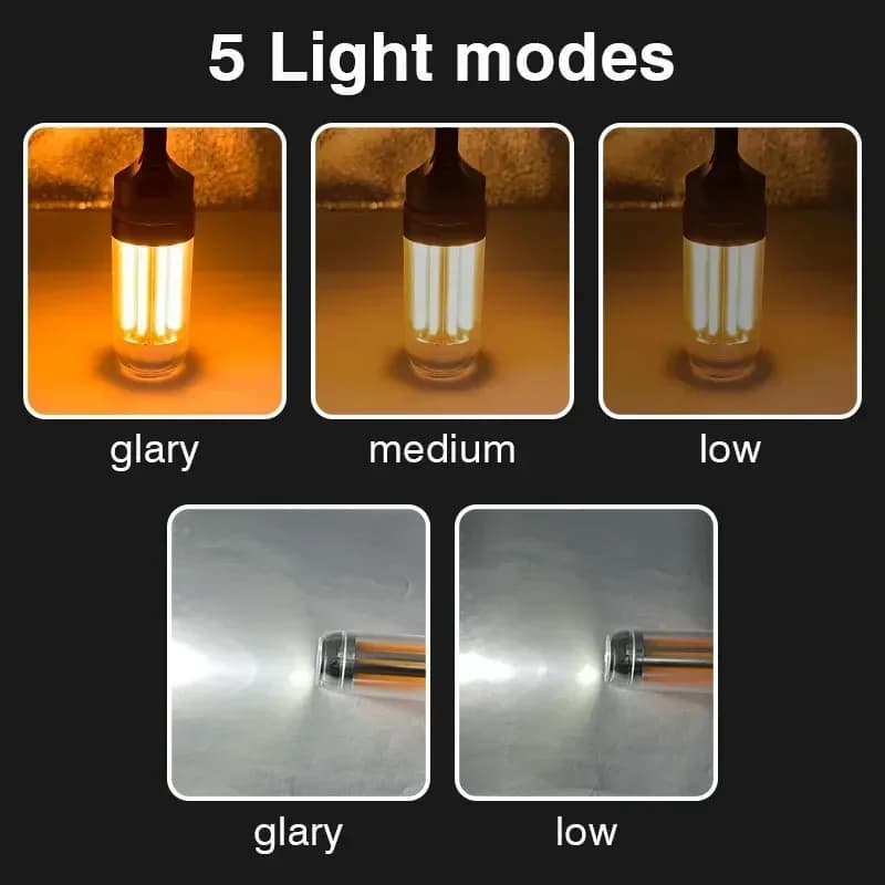 Lampe de camping rechargeable Heinast 5 modes, torche légère pour tente, randonnée, pêche nocturne et patio