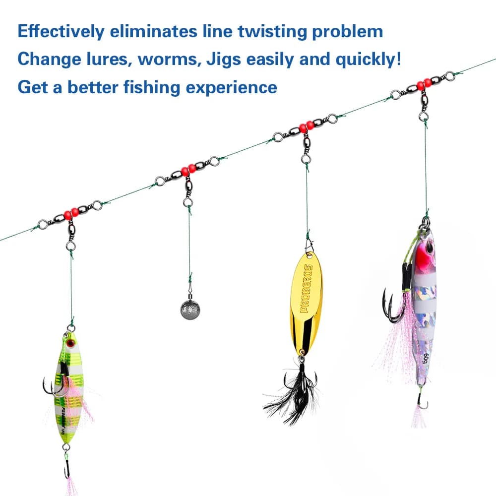 50 émerillons à perles trois voies 360 degrés pour ligne pêche hameçons et leurres