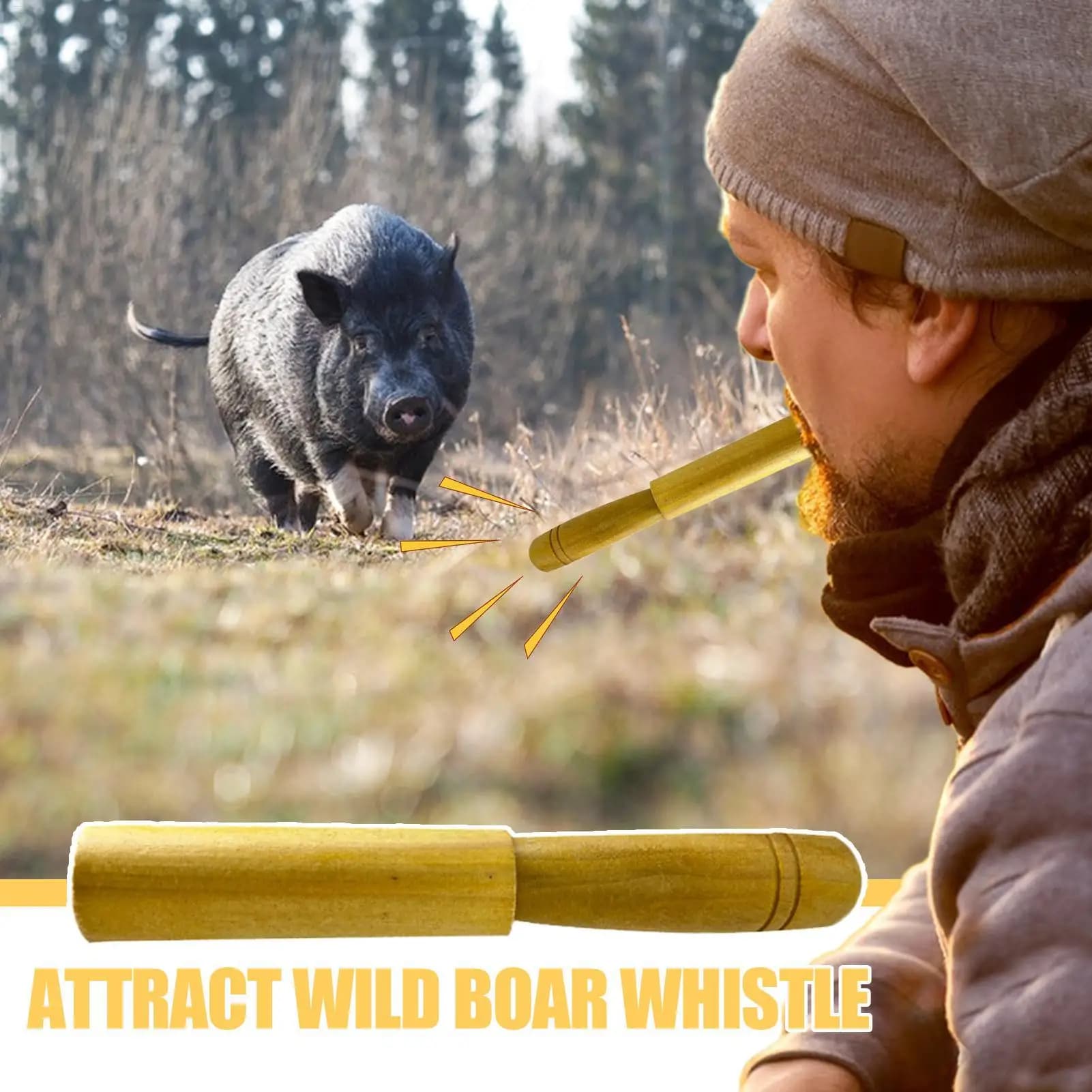 Sifflet bois sanglier imitation son outil extérieur - Appel sanglier sauvage leurre chasse cochon bois