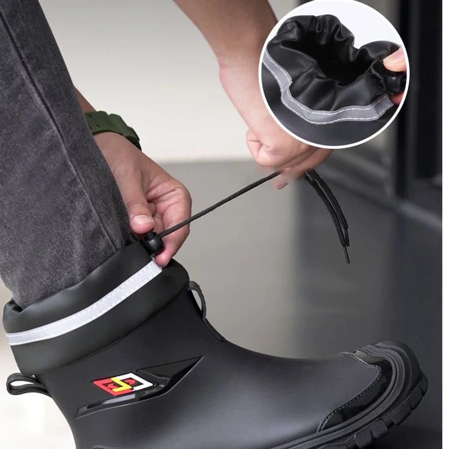 Bottes de pluie universelles quatre saisons style britannique - Modèle homme anti-dérapant avec cordon
