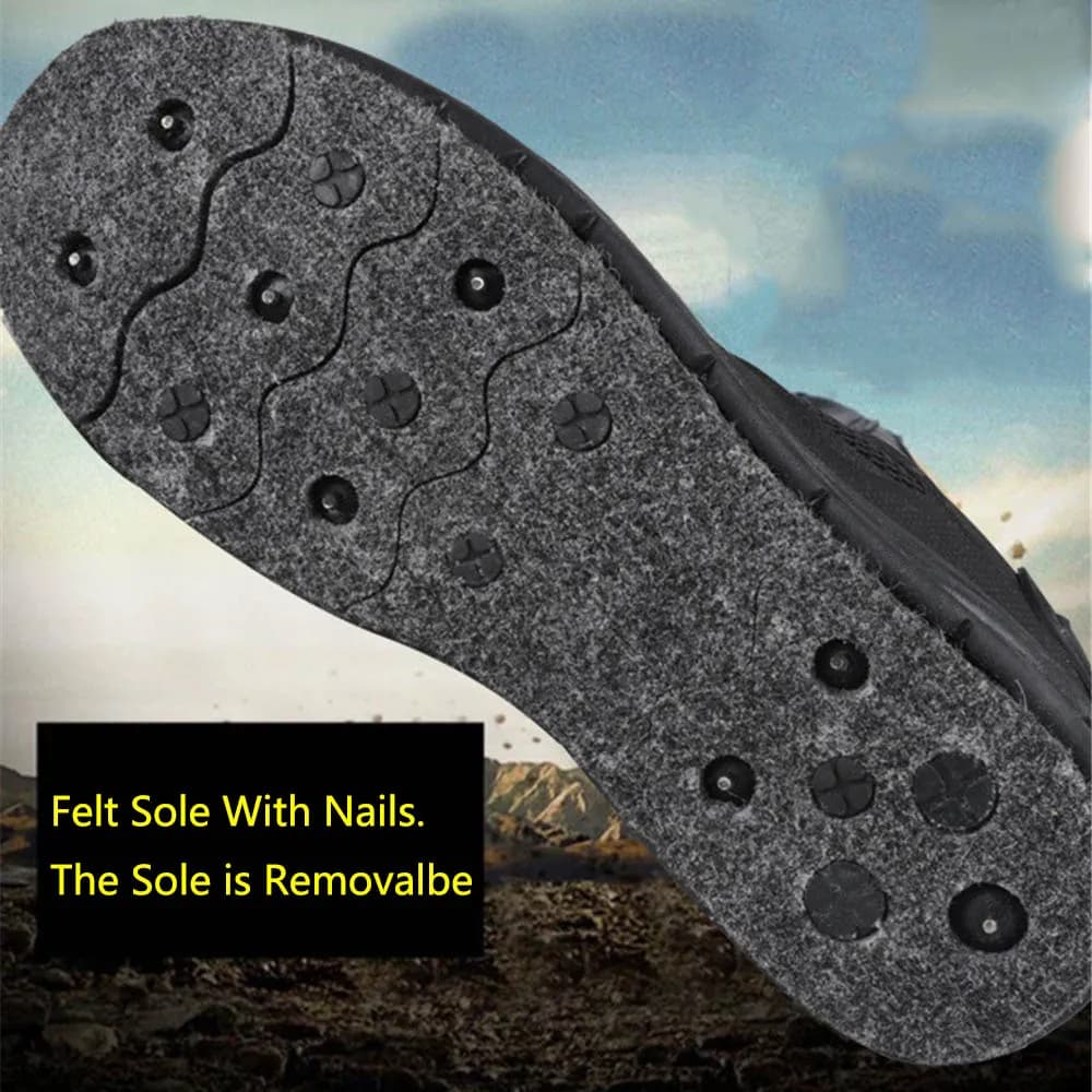 Bottes de pêche homme semelle feutre à clous amovibles - Chaussures de pêche sur rochers tailles 39-45
