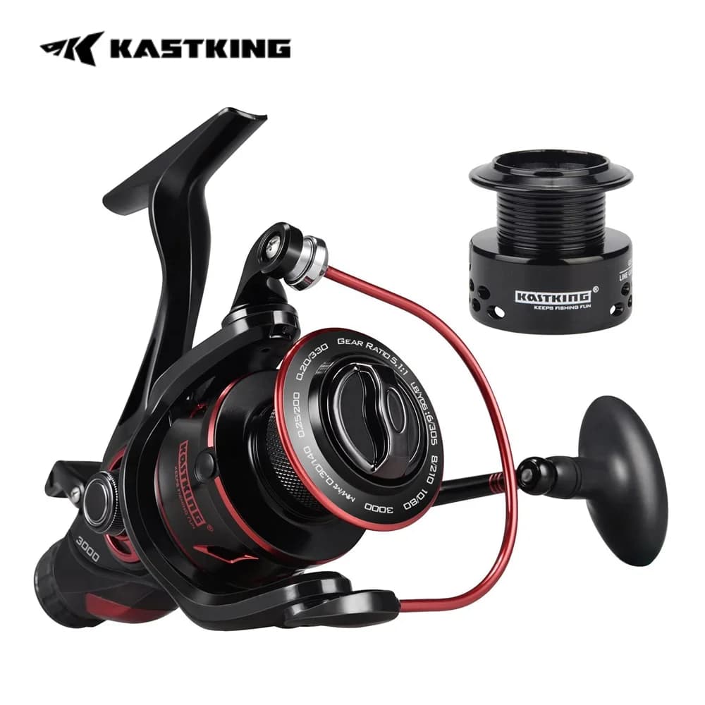 Moulinet pêche spinning KastKing Sharky Baitfeeder III - Frein carbone et roulements acier pour live liner