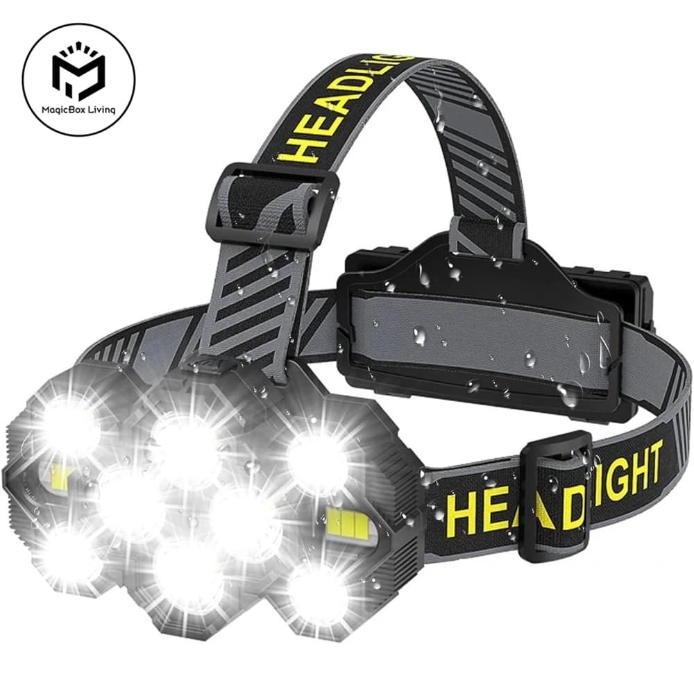 Lampe frontale rechargeable 10 LED lumières blanche et rouge pêche camping vélo running