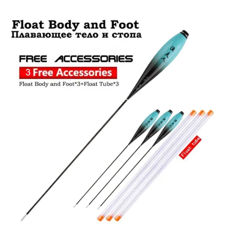 Set 3 corps de flotteurs nano + 3 tubes luminescents sans queue pour pêche mer et lac