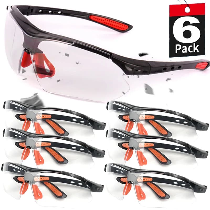 Lunettes de protection sécurité 6 pièces anti-poussière vent éclaboussures pêche cyclisme travail