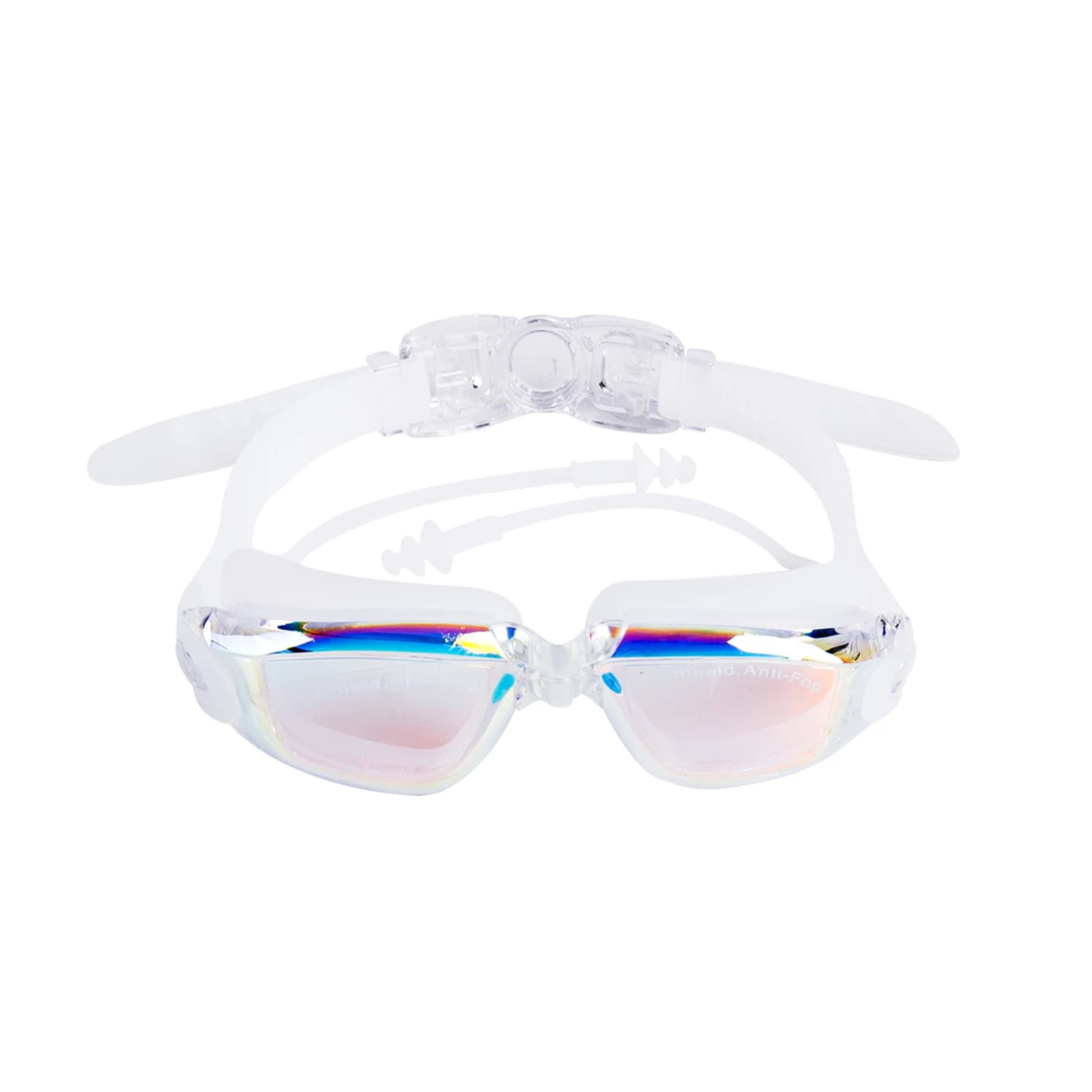 Lunettes de natation adultes miroir laser anti-buée avec bouchons d'oreilles étanches