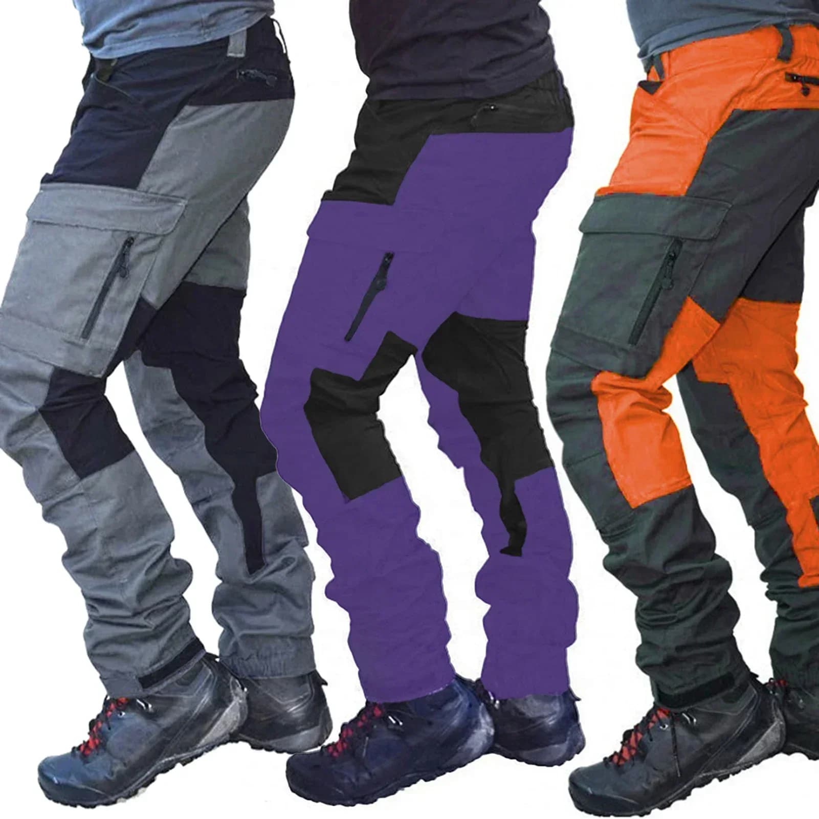 Pantalon cargo slim printemps homme - Multi-poches patchwork - Pêche camping sport outdoor