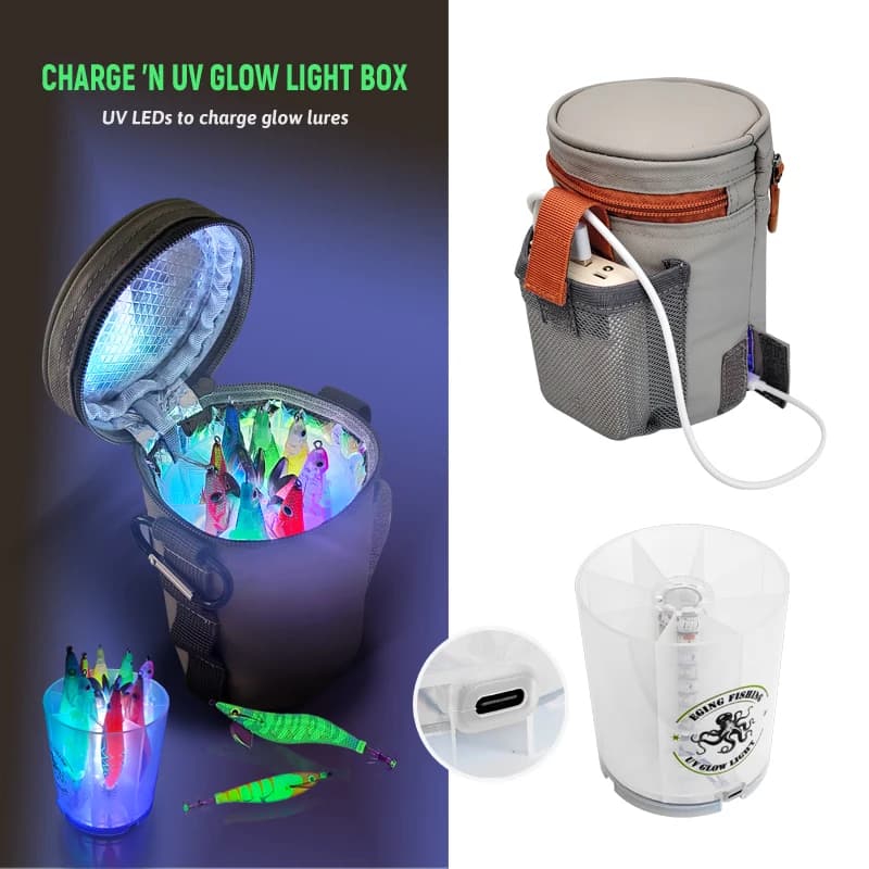 Lampe de recharge LED UV pour leurre à calmar, batterie accumulateur pour pêche nocturne en mer