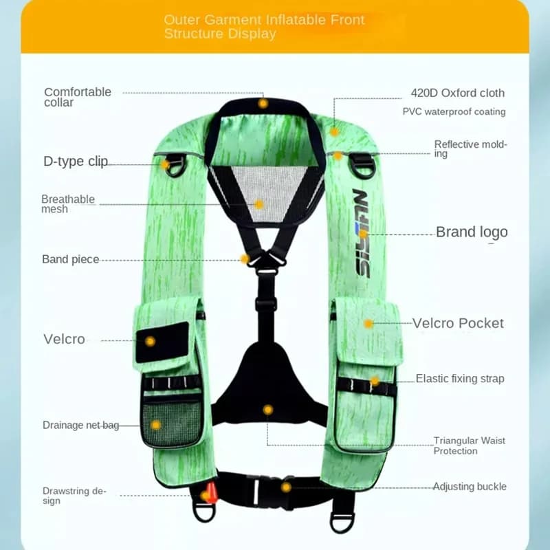 Veste de sauvetage gonflable pêche adulte Luya, gilet de sécurité auto-manuel pour baignade