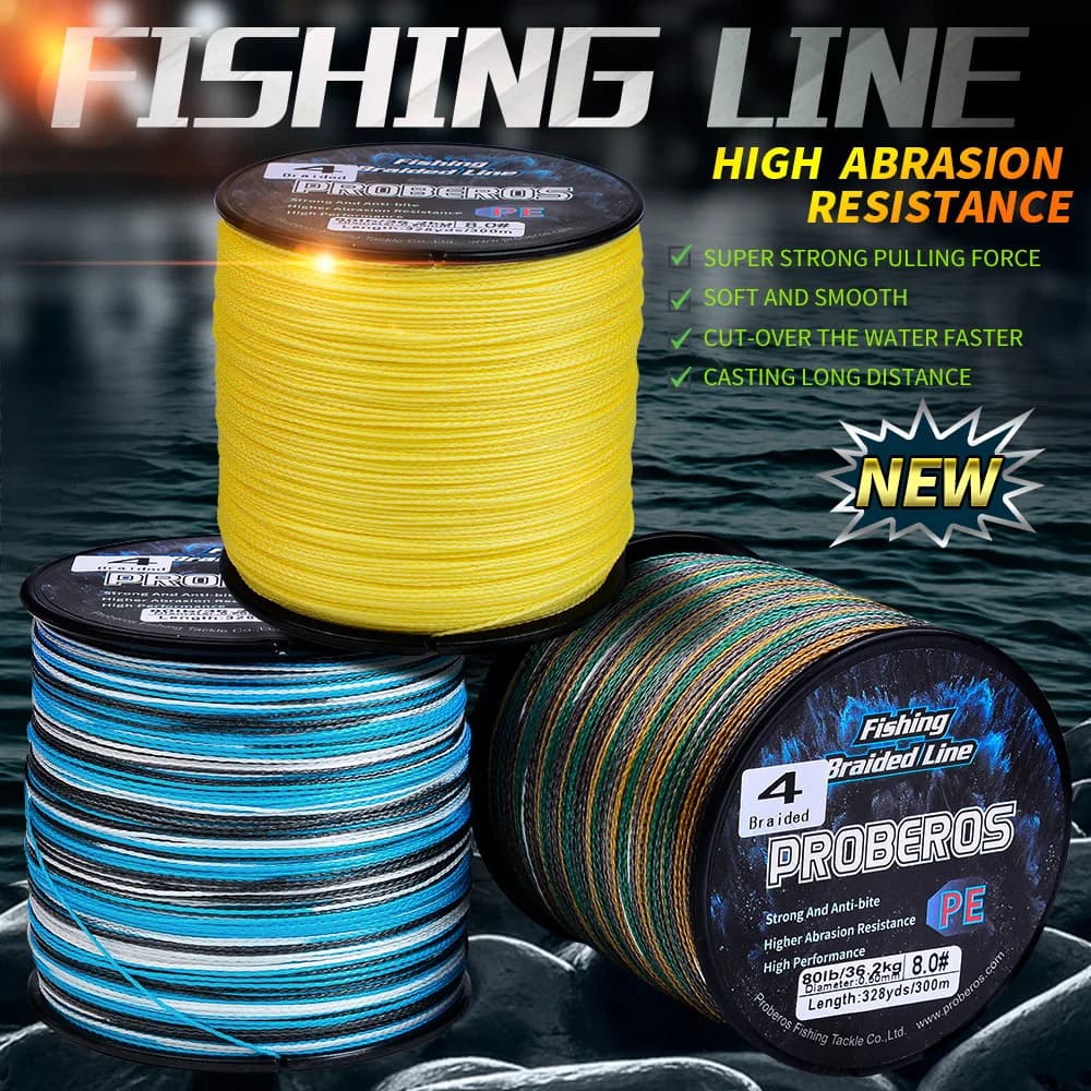 Ligne tressée Proberos 300M/328YDS 6-80LB tension forte et lisse - Lancer longue distance fluide