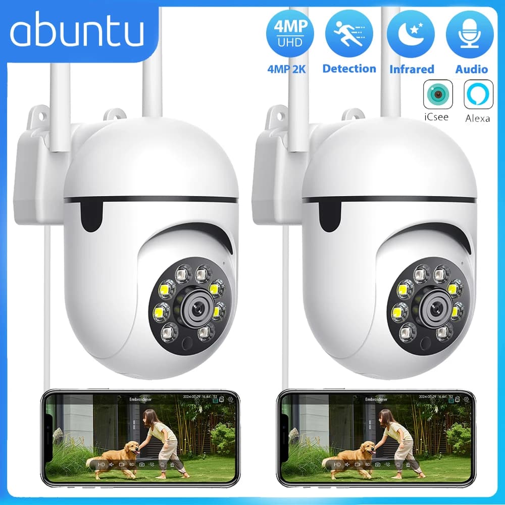 Caméra surveillance wifi PTZ 4MP 2K auto tracking vision nuit détection humaine enregistrement 24/7 ICSEE
