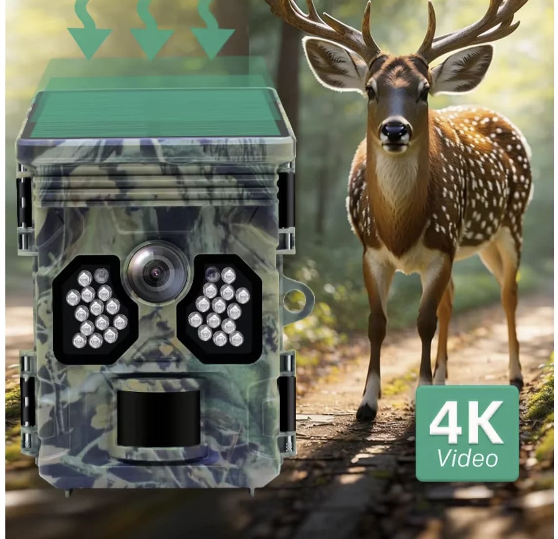 Caméra trail solaire 50MP 4K vidéo 0.4s - Surveillance jardin et faune avec vision nocturne étanche