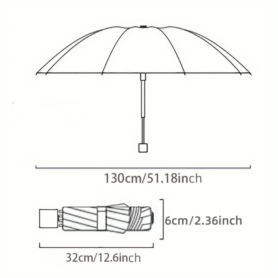 Parapluie triple pliage extra large 130cm - Protection pluie, vent et UV optimale pour pêcheurs