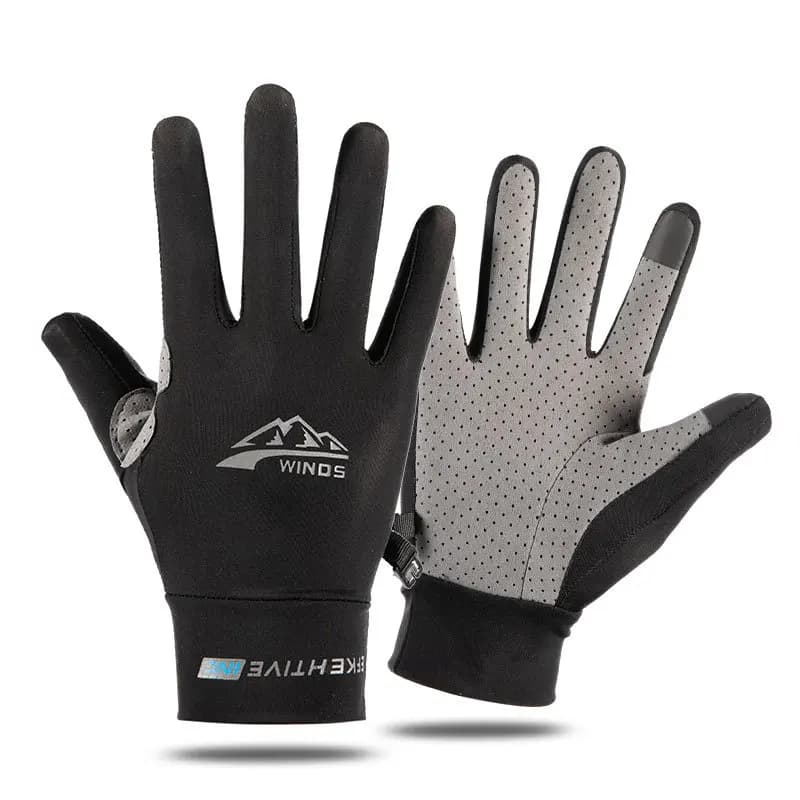 Gants doigts légers été pêche sport conduite vélo - Soie glacée tactile anti-dérapant hommes femmes